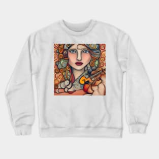 Woman playing a violin Crewneck Sweatshirt